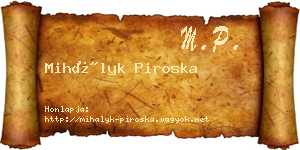 Mihályk Piroska névjegykártya